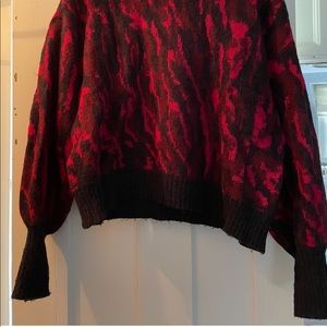 Patterned pink/navy blue/red sweater